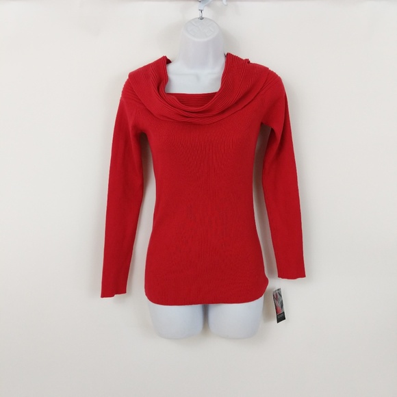 INC Red Off-the-shoulder/Cowl Neck Sweater - Picture 2 of 4